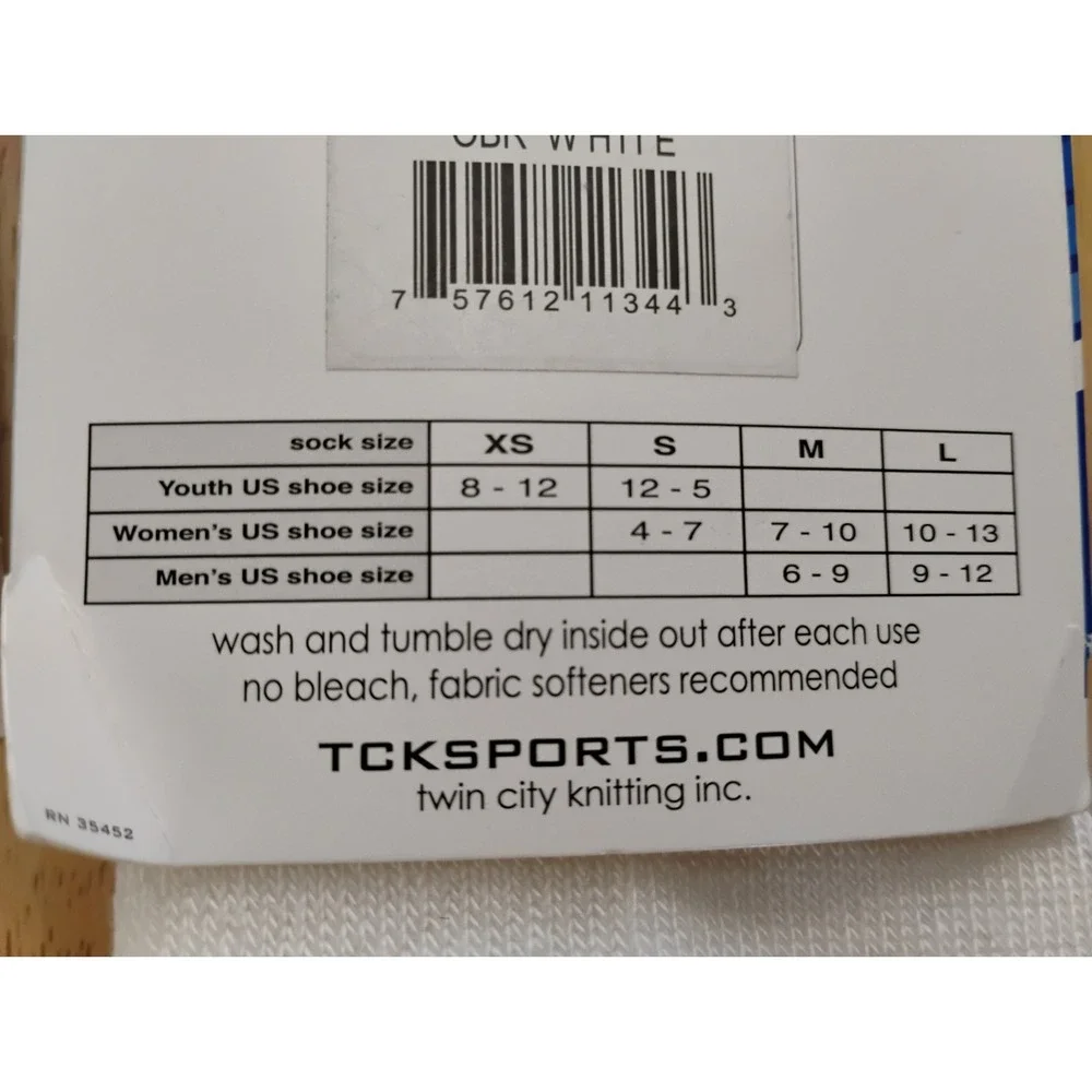 2 Pair TCK Senior All-Sport Solid Color Tube Socks (Medium) White Acrylic Blend